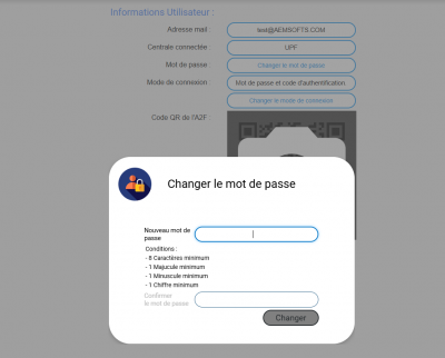 Figure n°4 : Page de modification du mot de passe.
