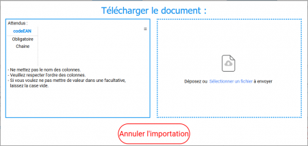 Figure n°18 : Page Importer avec Requis